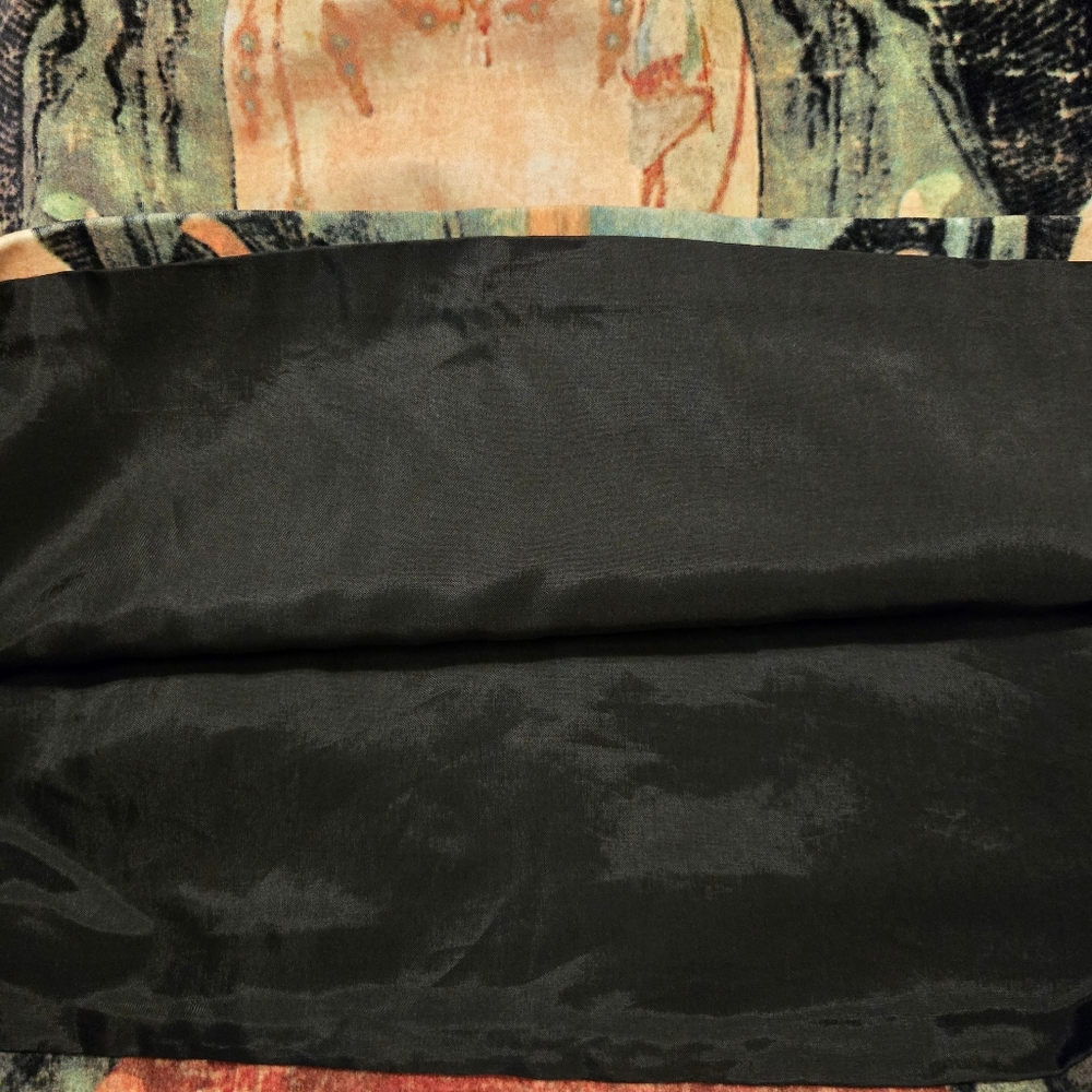 Vivienne Tam Vintage 90s Cotton Velvet Buddha Asian Midi Skirt - Picture 5 of 14